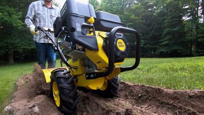 Image showing 7 th Champion Power Equipment 19 in. Counter Rotating Rear Tine Tiller with Self-Propelled Agricultural Tires