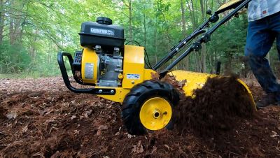 Image showing 9 th Champion Power Equipment 19 in. Counter Rotating Rear Tine Tiller with Self-Propelled Agricultural Tires