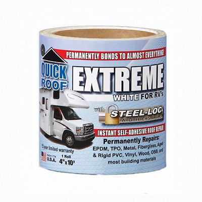 Cofair Products Quick Roof Extreme Roof Repair Tape, 4 in. x 10 ft. White, UBE410