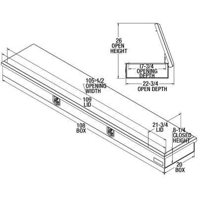Image showing  20 x 108in. Heavy-Duty Gloss White Steel Top Mount Service Body Truck Tool Box