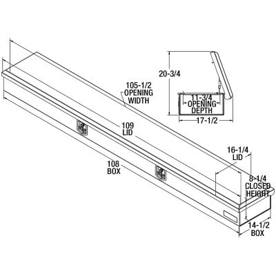 Image showing  14 x 108in. Heavy-Duty Gloss White Steel Top Mount Service Body Truck Tool Box