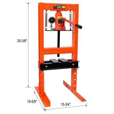 Image showing 9 th TMB 6 Ton Bottle Jack Shop Press with Gauge, Orange