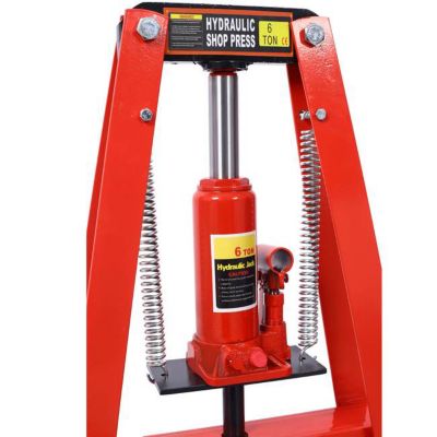 Image showing 5 th TMB 6-Ton Benchtop Hydraulic A-Frame Shop Press with Press Plates, Red