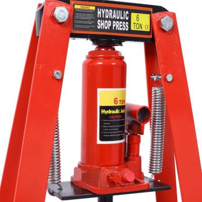 Image showing 6 th TMB 6-Ton Benchtop Hydraulic A-Frame Shop Press with Press Plates, Red