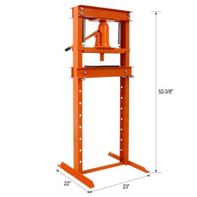 Image showing 9 th TMB 12-Ton Capacity Hydraulic Shop Press, Orange