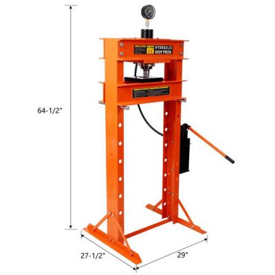 Image showing 9 th TMB 30 Ton Hydraulic Shop Press with Gauge, Orange
