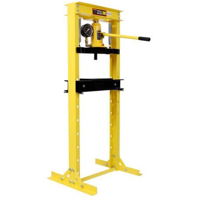Image showing  12 Ton Bottle Jack Shop Press with Gauge, Yellow