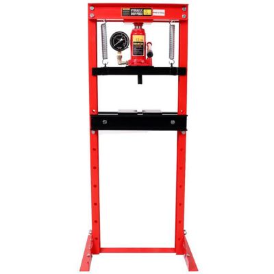 TMB 12 Ton Bottle Jack Shop Press with Gauge, Red