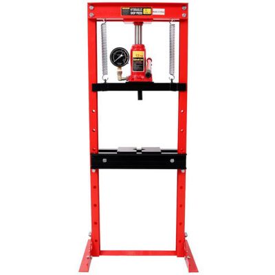 Image showing  12 Ton Bottle Jack Shop Press with Gauge, Red