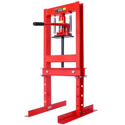 Tmb 6 Ton H-Frame Adjustable Hydraulic Shop Press with Plates, Red