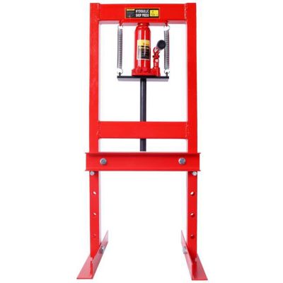 Image showing TMB 6 Ton H-Frame Adjustable Hydraulic Shop Press with Plates, Red