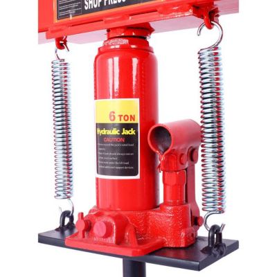 Image showing TMB 6 Ton H-Frame Adjustable Hydraulic Shop Press with Plates, Red