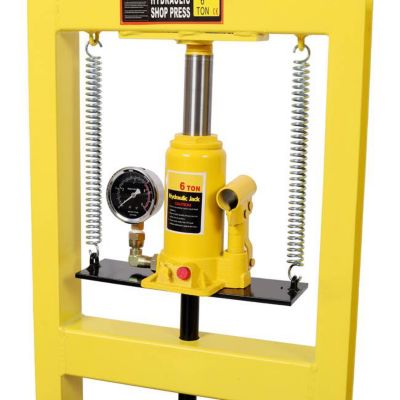 Image showing 7 th TMB 6 Ton Bottle Jack Shop Press with Gauge, Yellow
