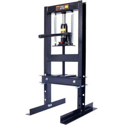 Image showing TMB 6 Ton H-Frame Adjustable Hydraulic Shop Press with Plates, Black