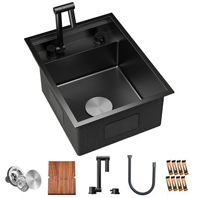 WELLFE RV Kitchen Sink, 16 x 21 x 9in. Undermount Bar Sink 16 ga. Stainless Steel Single Bowl Sink