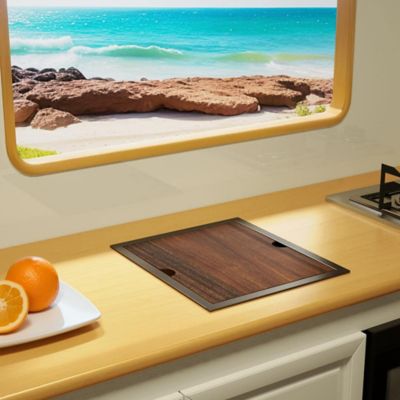 Image showing 8 th WELLFE RV Kitchen Sink, 15 x 18 x 9in. Undermount Bar Sink 16 ga. Stainless Steel Single Bowl Workstation Sink