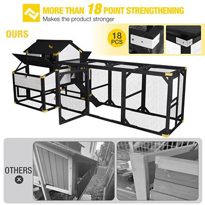 Image showing  18 in. Large Outdoor Chicken Coop for 8-10 Chickens with Run