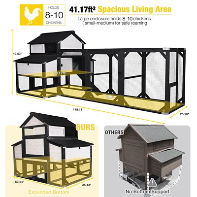 Image showing 5 th Aivituvin 118 in. Large Outdoor Chicken Coop for 8-10 Chickens with Run