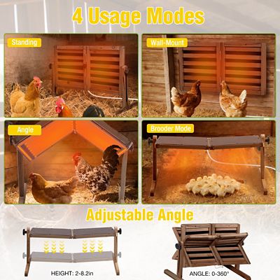 Image showing  Adjustable Wooden Chicken Coop Heater,Brooder Heater for Chicks and Poultry, Black