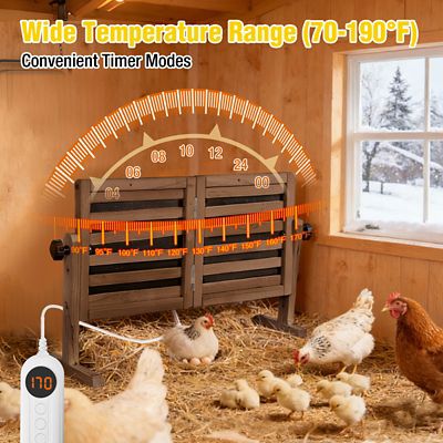 Image showing  Adjustable Wooden Chicken Coop Heater,Brooder Heater for Chicks and Poultry, Black