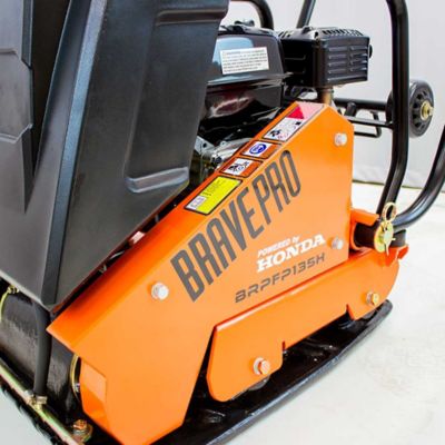 Image showing 5 th Brave Forward Plate Compactor, 16 in., Rubber Mat, Tank, and Wheel Kit, Honda GX160