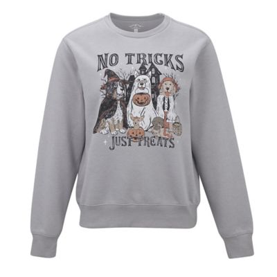Blue Mountain Women's Halloween No Tricks Just Treats Graphic Fleece Sweatshirt