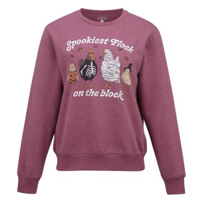 Blue Mountain Women's Halloween Spookiest Flock Graphic Fleece Sweatshirt