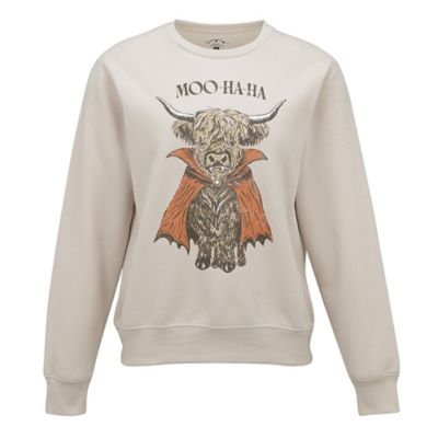 Blue Mountain Women's Halloween Moo Haha Graphic Fleece Sweatshirt
