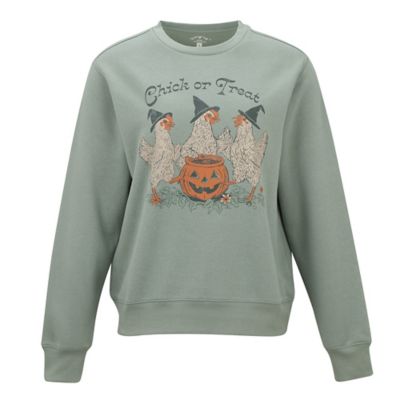 Blue Mountain Women's Halloween Chick Or Treat Graphic Fleece Sweatshirt