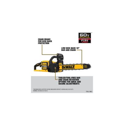 Image showing  FLEXVOLT 60V MAX 16in. Brushless Cordless Battery Powered Chainsaw, Tool Only