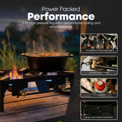 Image showing  Double Propane Burner with Removable Legs Carry Bag