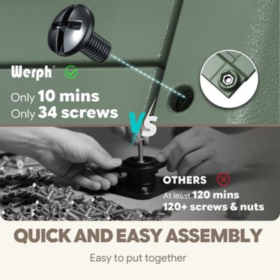 Image showing Werph Updated 43 gal. Dual Chamber Compost Tumbler Outdoor Green Fast Assembly With Gloves