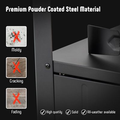 Image showing  Garden Potting Bench Black W/ Storage Cabinet Stainless Steel Tabletop Outdoor
