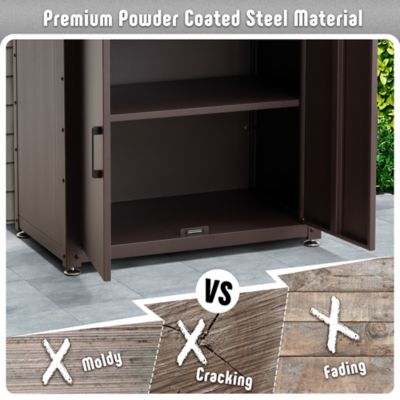 Image showing 6 th Feasto Outdoor Garden Potting Bench Brown Stainless Steel Tabletop with Storage Cabinet