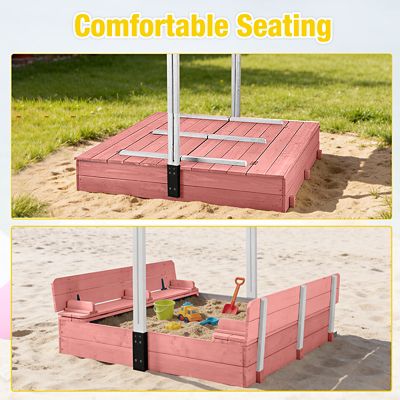 Image showing  Kids Sandbox With Cover and Bench,Pink