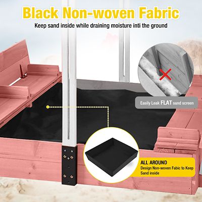 Image showing  Kids Sandbox With Cover and Bench,Pink
