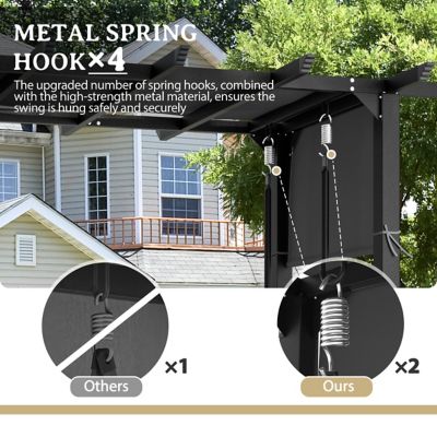 Image showing 1 th Veikous 3-Person Outdoor Patio Swing with Pergola Canopy and Cushions in Navy Blue