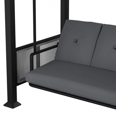 Image showing 9 th Veikous 3-Person Outdoor Patio Swing with Pergola Canopy and Cushions in Navy Blue