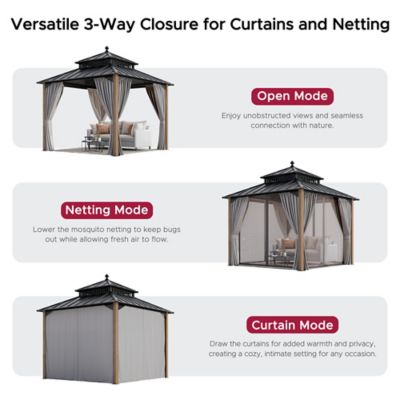 Image showing  Kingston 10 x 10ft. PC Roof Top/ Hardtop Gazebo with Curtain and Netting
