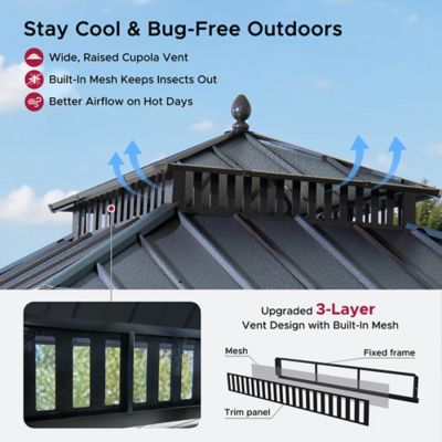 Image showing  Kingston 10 x 10ft. PC Roof Top/ Hardtop Gazebo with Curtain and Netting