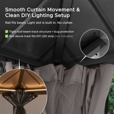 Image showing 7 th Sunjoy Kingston 10 x 10ft. PC Roof Top/ Hardtop Gazebo with Curtain and Netting