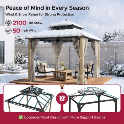 Image showing 9 th Sunjoy Kingston 10 x 10ft. PC Roof Top/ Hardtop Gazebo with Curtain and Netting