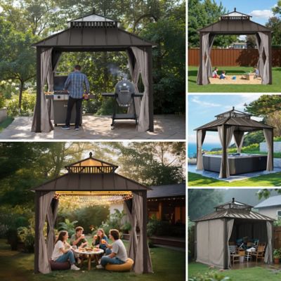 Image showing  Kingston 10 x 10ft. PC Roof Top/Hardtop Gazebo with Curtain and Netting