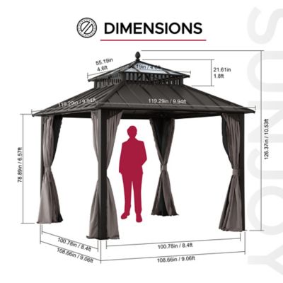 Image showing  Kingston 10 x 10ft. PC Roof Top/Hardtop Gazebo with Curtain and Netting