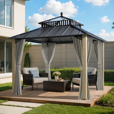 Sunjoy Kingston 10 x 10ft. PC Roof Top/ Hardtop Gazebo with Curtain and Netting