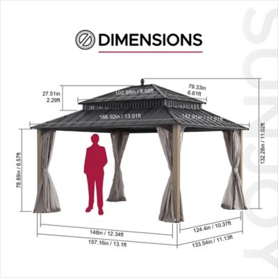 Image showing  Kingston 14x12 Steel & PC Roof Top/Hardtop Gazebo with Curtain and Netting