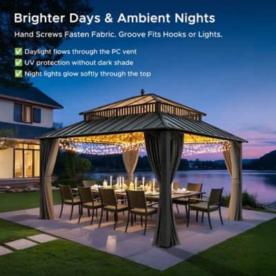 Image showing 1 th Sunjoy Kingston 14x12 Steel & PC Roof Top/Hardtop Gazebo with Curtain and Netting