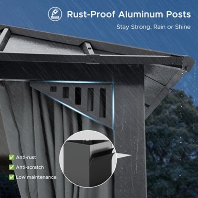 Image showing 5 th Sunjoy Kingston 14x12 Steel & PC Roof Top/Hardtop Gazebo with Curtain and Netting