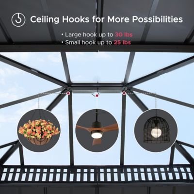 Image showing 6 th Sunjoy Kingston 14x12 Steel & PC Roof Top/Hardtop Gazebo with Curtain and Netting