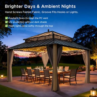 Image showing 1 th Sunjoy Kingston 14x12 Steel & PC Roof Top/Hardtop Gazebo with Curtain and Netting